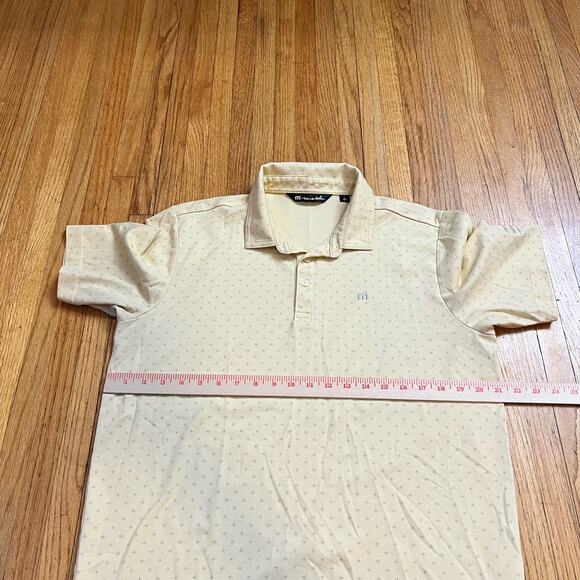 Travis Mathew Polo Shirt Mens Large Golf All Over Print Yellow Pima - Picture 7 of 8